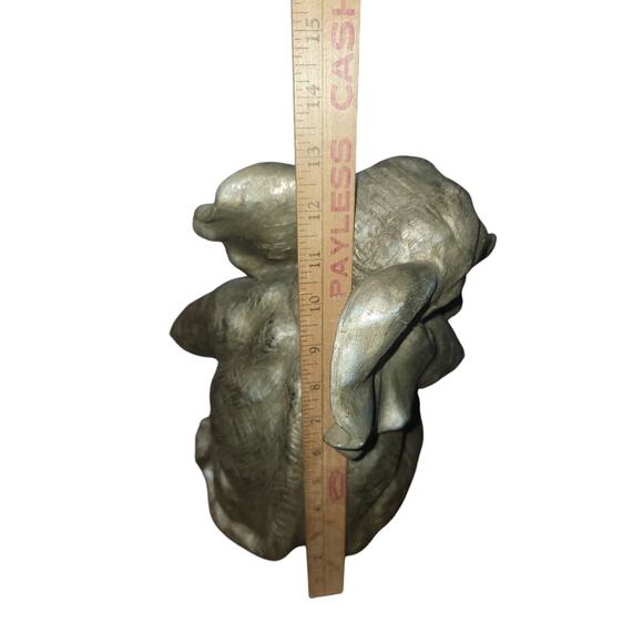 Large gray elephant ice bucket holder with silver metal bucket. 13” tall - Picture 6 of 8